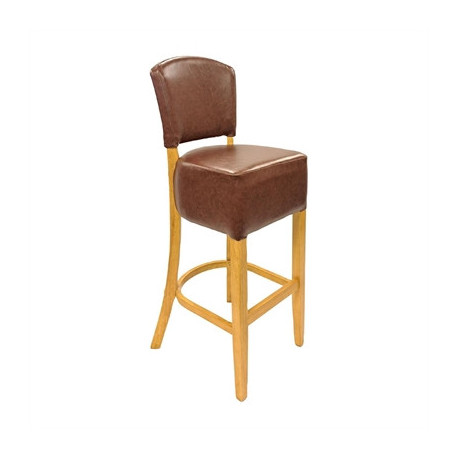 Hanoi Bar Chair in Soft Oak with Bison Espresso Vinyl