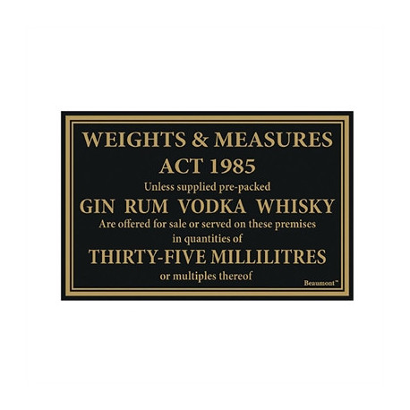 Beaumont 1985 Weights & Measures Sign 35ml 170x110mm