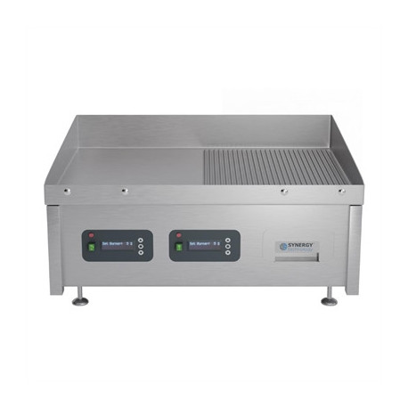 Synergy GRID900E-SR Electric Griddle with Semi Ribbed Mild Steel Top & Garnish Rail