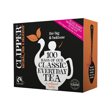Clipper Fairtrade Classic Everyday Black Teabags - Envelope, String & Tag (250 pack)