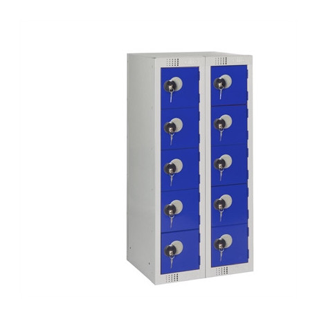 Ten Door Personal Effects Locker Blue Coin Lock