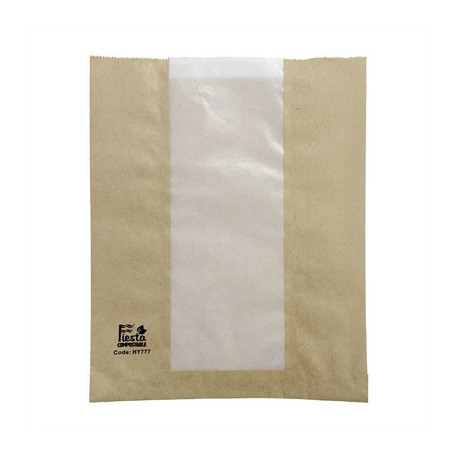 Fiesta Compostable Bread Bags with Glassine Window 266x215x88mm ( 1000 Pack)