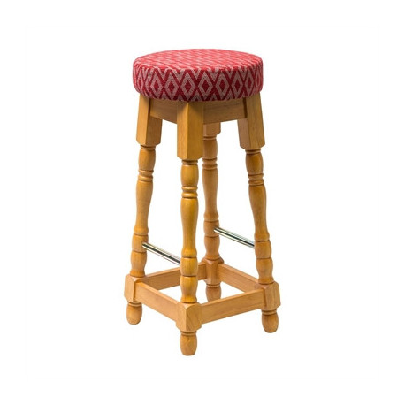 Classic Soft Oak High Bar Stool with Red Diamond Seat (2 Pack)