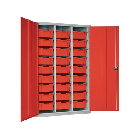 27 Tray High-Capacity Storage Cupboard - Red with Red Trays