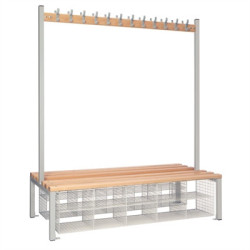 Double-Sided Island Seating with Mesh Basket Grey 1500mm