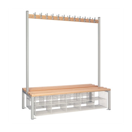 Double-Sided Island Seating with Mesh Basket Grey 1500mm