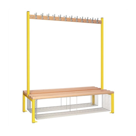 Double-sided Island Seating with Mesh Tray Yellow 1500mm