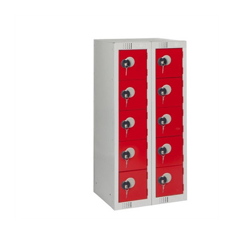 Ten Door Personal Effects Locker Red Coin Lock
