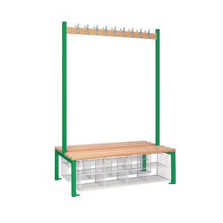 Double-Sided Island Seating with Mesh Basket Green 1200mm