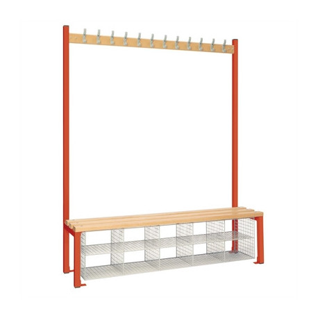 Single-Sided Island Seating with Mesh Basket Red 1500mm