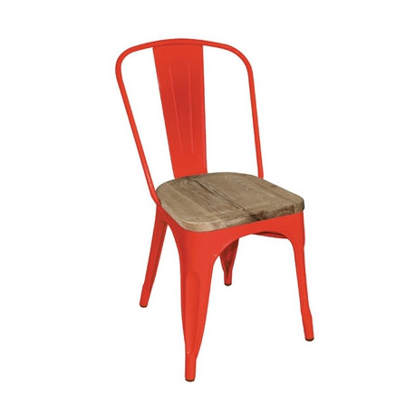 Bolero Bistro Side Chairs with Wooden Seat Pad Red (4 Pack)