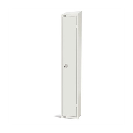 Elite Single Door Coin Return Locker with Sloping Top White