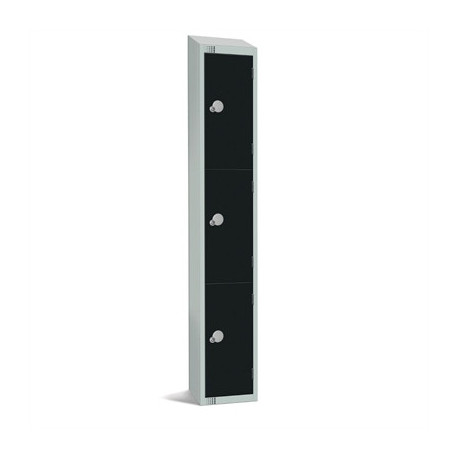 Elite Three Door Electronic Combination Locker with Sloping Top Black