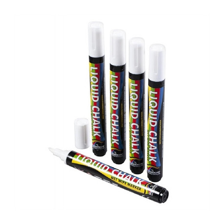 Beaumont Chisel Liquid Chalk Pen White 5mm (5 Pack)