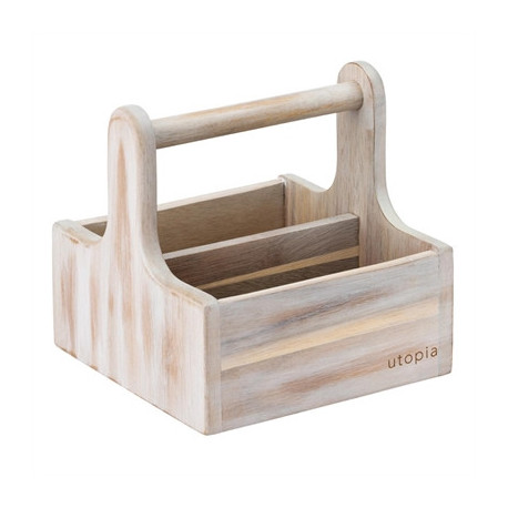 Utopia Small Wooden Table Caddy White (2 Pack)