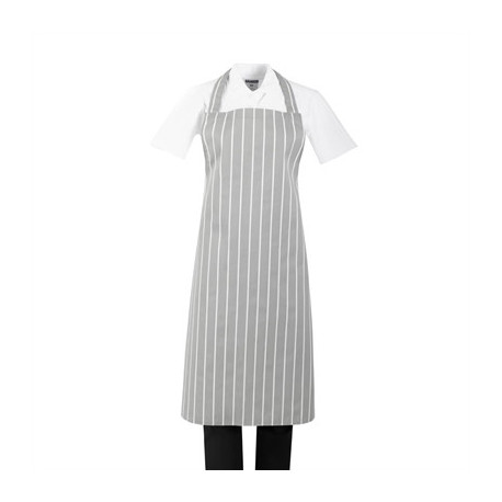 Whites Butchers Stripe Bib Apron Grey/White