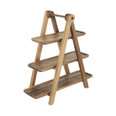 Olympia Acacia Wood 3-Tier Serving Trays with Display Stand