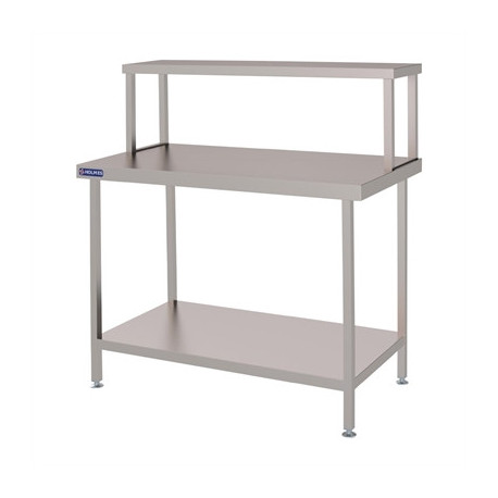 Vogue Stainless Steel Wall Prep Table Welded with Gantry 1200mm