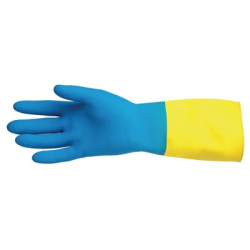 MAPA Alto 405 Liquid-Proof Heavy-Duty Janitorial Gloves Blue & Yellow Medium