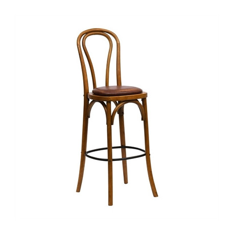 Hoop Back Bar Chair in Weathered Oak with Bison Espresso Seat
