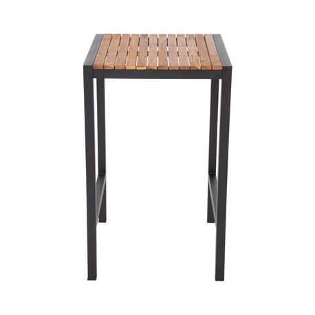 Bolero Square Steel and Acacia Bar Table 600mm