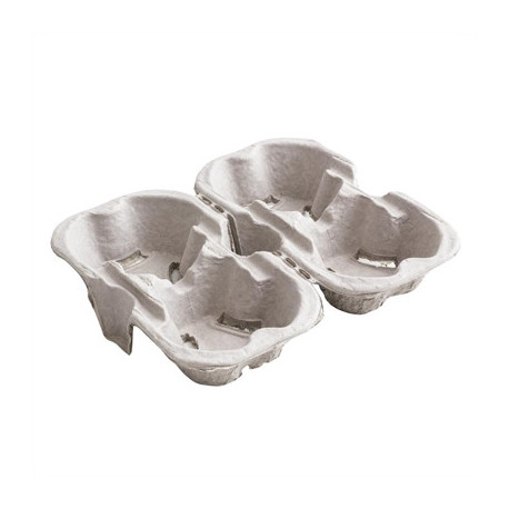 Vegware Moulded Pulp Fibre Splitable 4-Cup Carry Trays (160 Pack)