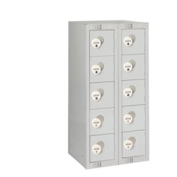 Ten Door Personal Effects Locker Grey Four-Digit Lock