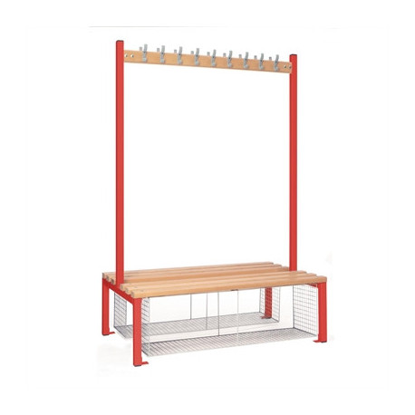 Double-sided Island Seating with Mesh Tray Red 1200mm