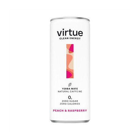 Virtue Yerba Mate - Peach and Raspberry 250ml (12 Pack)