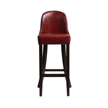 Kilsby Bar Chair in Dark Walnut with Bison Bordeaux Seat