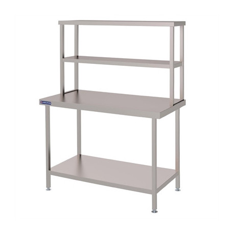 Vogue Stainless Steel Wall Work Table Welded with Double Gantry 1200mm