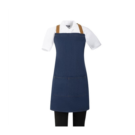 Southside Denim Short Cross-Back Bib Apron Blue