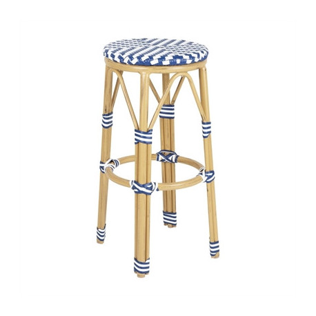 Bolero Parisian Style PE Rattan Bar Stools Blue (2 Pack)