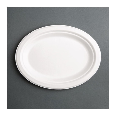 Fiesta Compostable Bagasse Oval Plates 198mm (50 Pack)