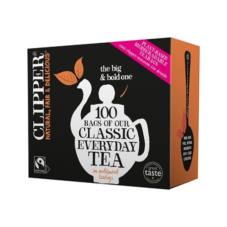 Clipper Fairtrade Classic Everyday Black String and Tag Teabags (100 Pack)