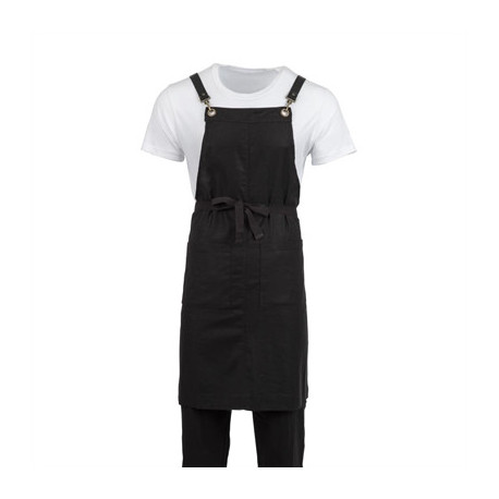 Southside Linen Blend Bib Apron Black