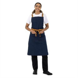 Southside Denim Cross-Back Bib Apron Blue