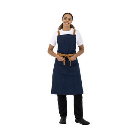 Southside Denim Cross-Back Bib Apron Blue