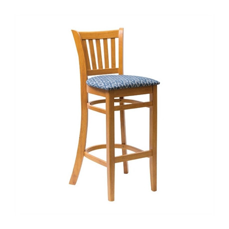 Manhattan Soft Oak Bar Chair with Blue Diamond Padded Seat