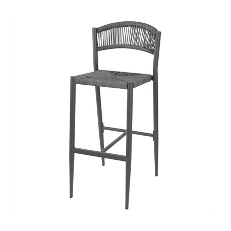 Bolero Eden PE Twist Rattan Outdoor Bar Stool Charcoal (2 Pack)