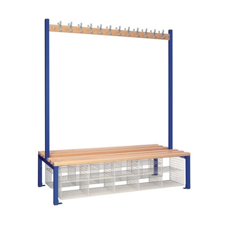 Double-Sided Island Seating with Mesh Basket Blue 1500mm