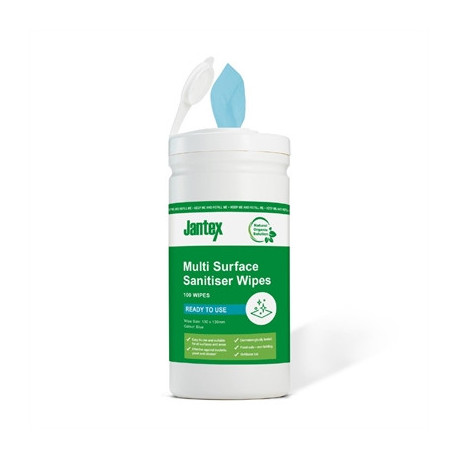 Jantex Green Probe Sanitiser Wipes Starter Tub 130mm (100 Pack)