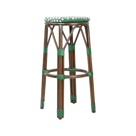 Bolero Parisian Style PE Rattan Bar Stools Green Dot Mix (2 Pack)