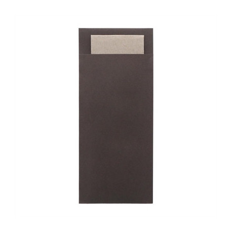 Europochette Classic Size Chocolate Brown Cutlery Pouch with Kraft 2ply Napkin (500 Pack)