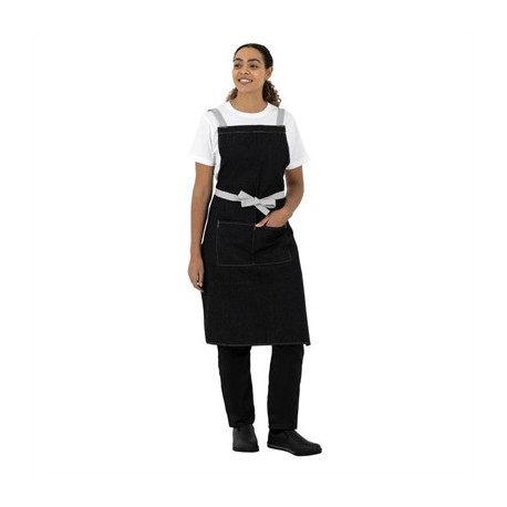 Southside Denim Cross-Back Bib Apron Black