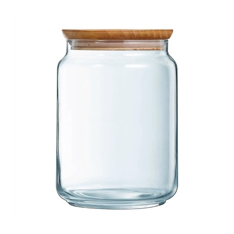 Luminarc Pure Jars & Wood Lids 2Ltr (6 Pack)