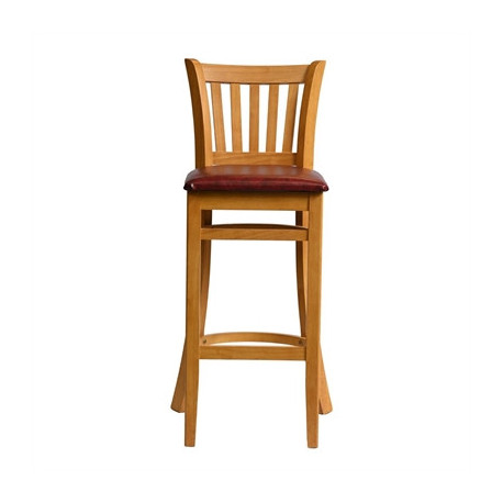 Manhattan Bar Chair in Soft Oak with Bison Bordeaux Seat