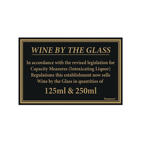 Beaumont 125ml & 250ml Wine Law Sign 170x110mm