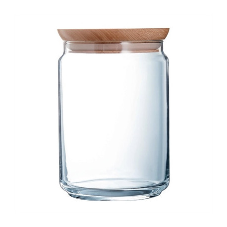 Luminarc Pure Jars & Wood Lids 1Ltr (6 Pack)