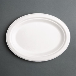 Fiesta Compostable Bagasse Oval Plates 316mm (50 Pack)